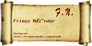 Friesz Nándor névjegykártya